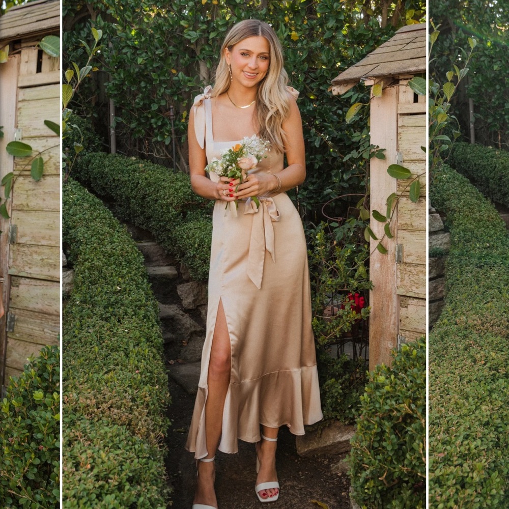Show Me Your Mumu Claire Midi Dress | Champagne | Size small